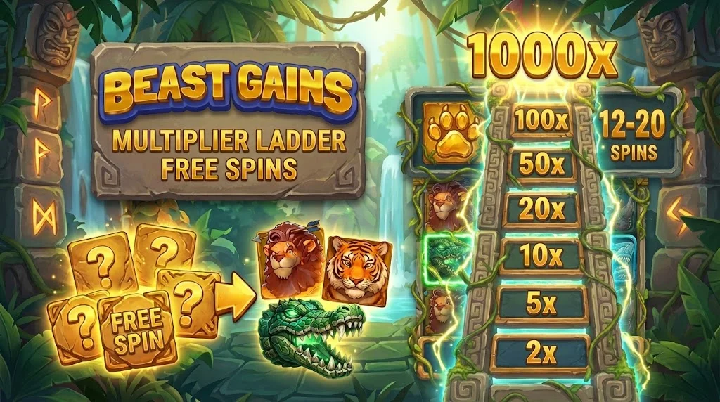 Beast Gains Multiplier Ladder Free Spins — moltiplicatore globale scala fino a 1.000×